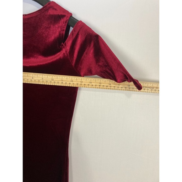 Another Story Burgundy Velvet Cold Shoulder Bodycon Midi Dress XS - Picture 8 of 9